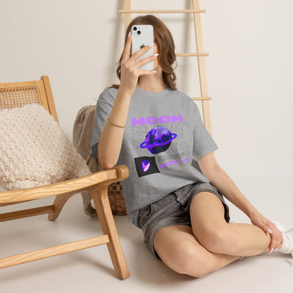 Moon Planet Graphic Tee — "Earth-01" Retro Purple Space T-Shirt