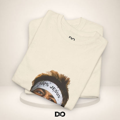 Jesus Stirnband Neymar Jr. Tee — "100% JESUS" Grafik T-Shirt