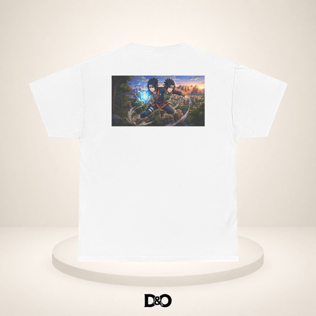 Fantasy Anime Krieger Rückendruck — Dual Mage Kampf Szene T-Shirt
