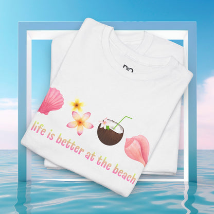 Beach Vibes Tee — "Life is Better at the Beach" Shell & Coconut Graphic T-Shirt